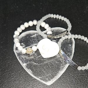 Elegant White Beaded Bracelet Set